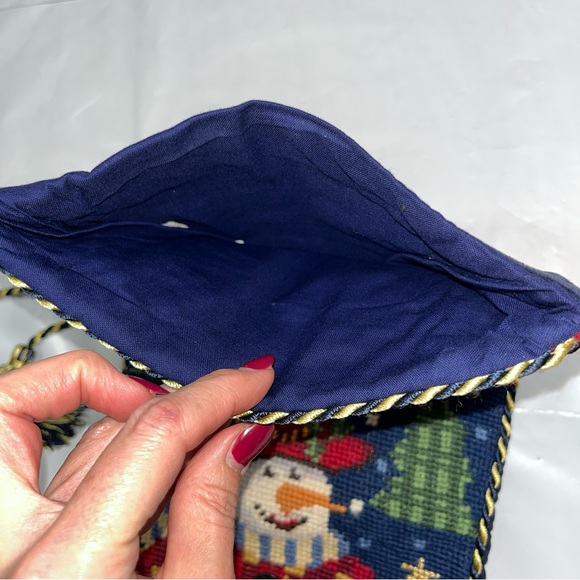 Imperial Elegance WOOL STOCKING 1991 Needlepoint Snowman Xmas Trees 60228 12x20” - Picture 10 of 13